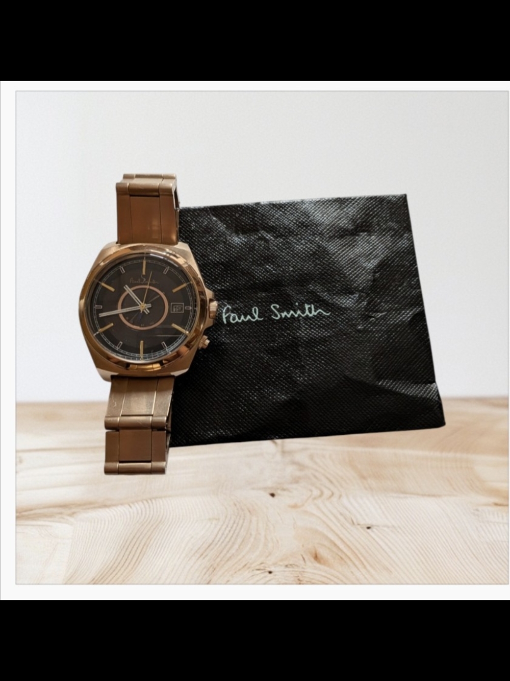 Paul Smith Rose Gold-Tone Bracelet Watch with Dark Brown Dial